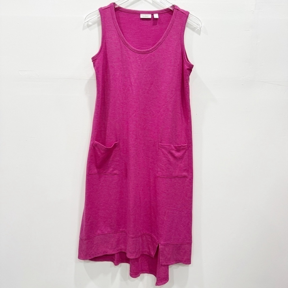 Logo Lounge Raspberry Asymmetric Trim Sleeveless Dress Small Sleeveless